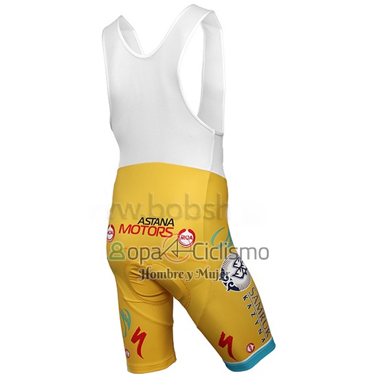 Astana Ropa Ciclismo Culotte Corto 2014 Mangas Cortas AMarillo